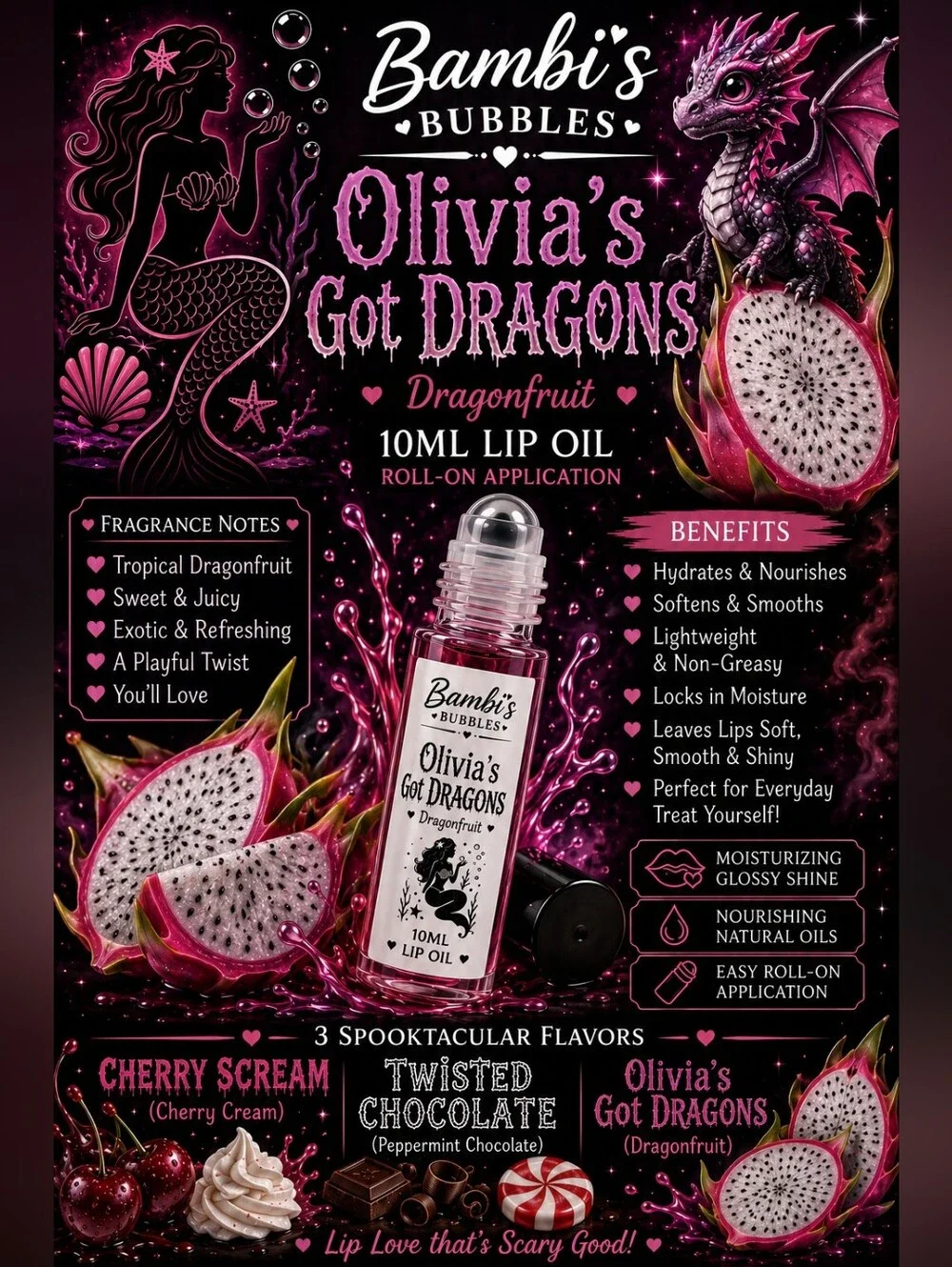 NEW Flavors! Hand Crafted Lip Oil 10ml Roll On Assorted Flavors